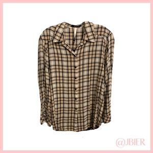 Kensie Lace Back Long Sleeve Flannel